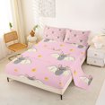 thumbnail image 2 of Manfei Halloween Sweet Flying Bat King Sheets 4pcs, Gothic Animal Bedding, Pink Gray Yellow,1 Fitted Sheet, 1 Flat Sheet and 2 Pillowcases, 2 of 5