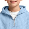 thumbnail image 5 of GiLiling Kids Waffle Hoodie - Boys Girls Solid Color Quarter Zip Long Sleeve Drawstring Hooded Sweatshirt with Pocket (Sky Blue, 8-9 Years), 5 of 9