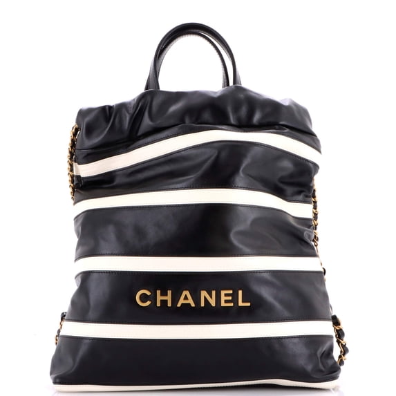Pre-Owned 22 Chain Backpack Striped Shiny Calfskin Medium By Rebag