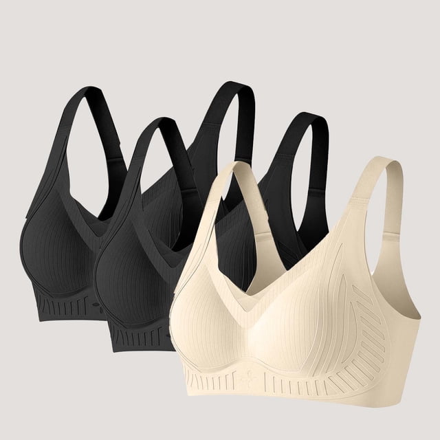 Warop Women's Push-Up Bra, Seamless Anti-Sagging with Full Coverage, Solid Color for Daily Comfort