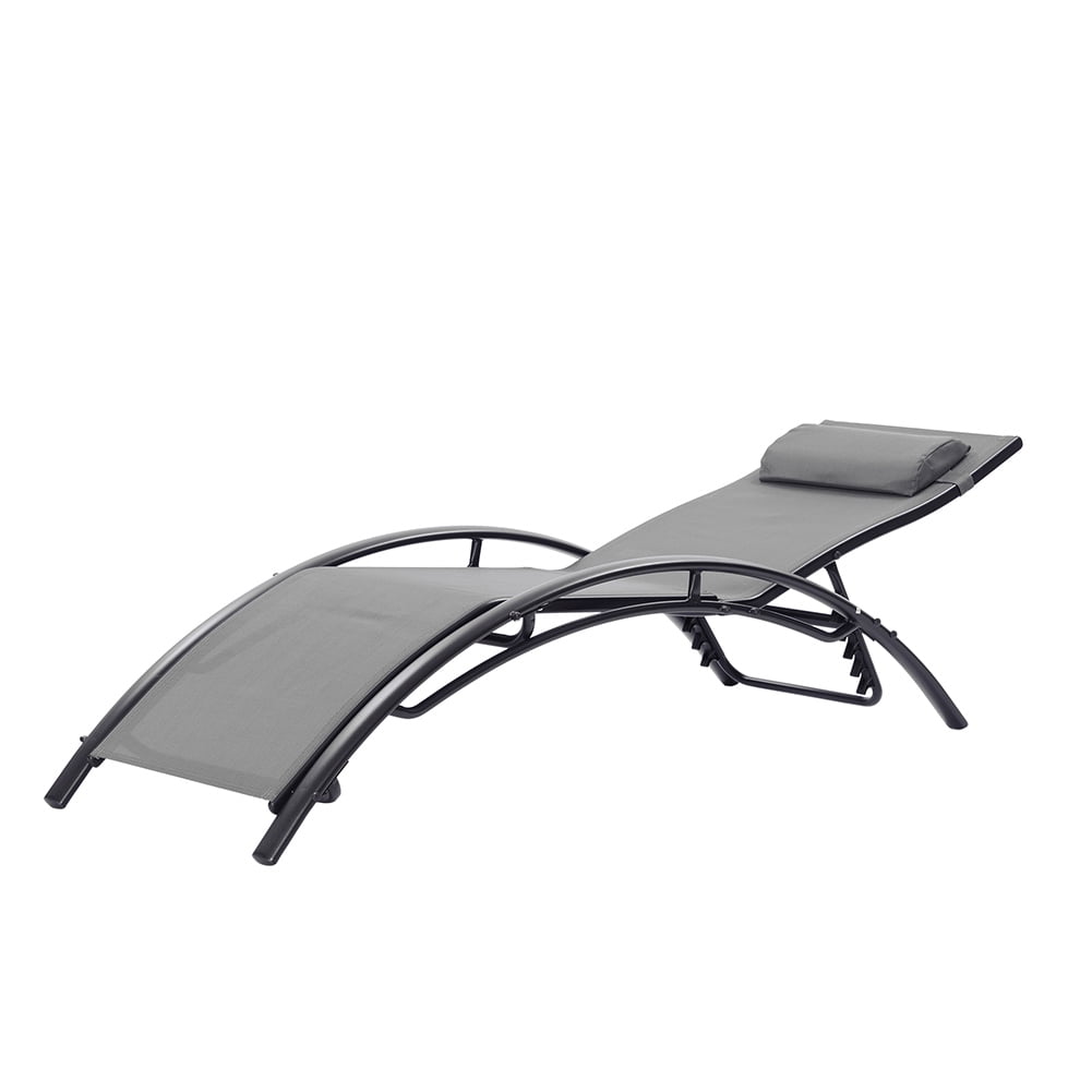 Kepooman 2PCS Set Patio Chaise Lounge Chair for Outside, Aluminum Adjustable Outdoor Pool Recliner Chair For Patio Lawn Beach Pool Side Sunbathing, Dark Gray Kepooman 2PCS Set Patio Chaise Lounge Chair for Outside, Aluminum Adjustable Outdoor Pool Recliner Chair For Patio Lawn Beach Pool Side Sunbathing, Dark Gray