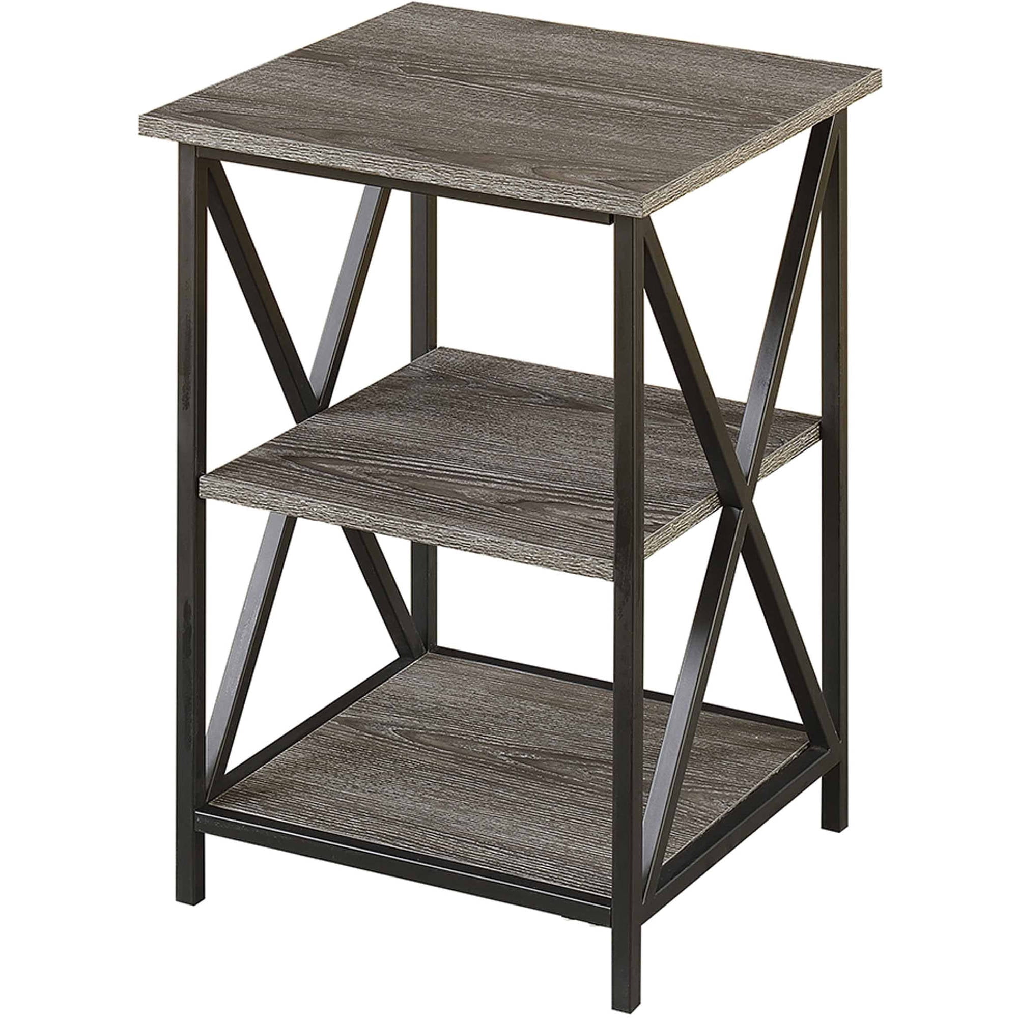 Tucson 3 Tier End Table, Weathered Gray