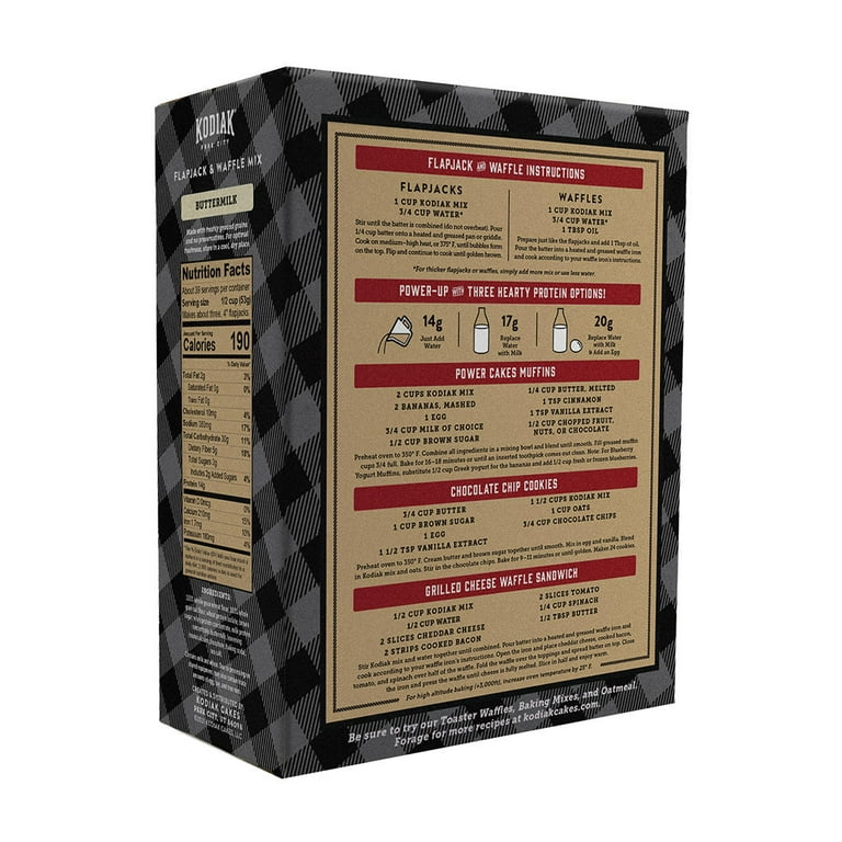Kodiak Power Cakes Buttermilk Flapjack & Waffle Mix, 3 Pack, 20 oz