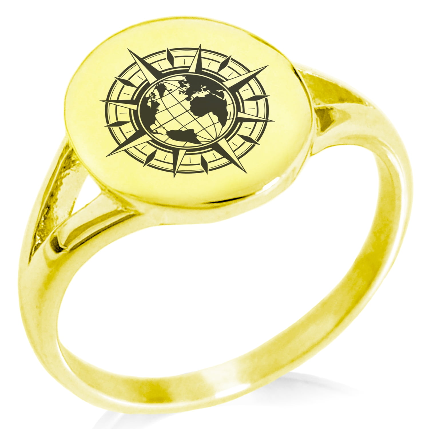 Stainless Steel Nautical Global Compass Minimalist Oval Top Polished ...