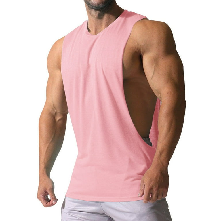Difdany Men's Cut Off Shirts Muscular Cut Open Sides
