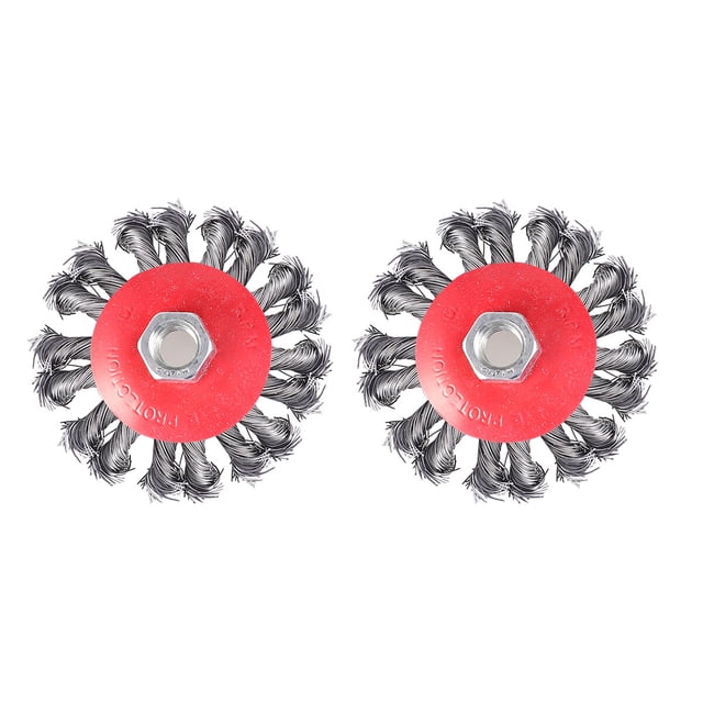 MasteelfCA 2PCS 4 Inch Steel Wire Wheel Brush Wire Wheel Rust Grinding Wheel(Red)