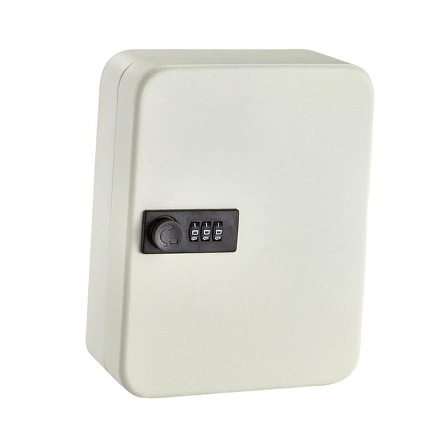 Key Cabinet with Combination Lock , Key Lock Box with Code, Metal Key Box, Key Organizer Holder for House, Hotels, Cabinet, Office, Car White 28 hook