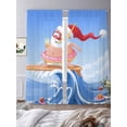 thumbnail image 3 of Coastal Christmas Santa Sheer Curtains 96 Inch Length 2 Panels Set Window Treatments, Ocean Beach Wave Nautical Surfing Rod Pocket Semi Curtains for Living Room/Bedroom/Kitchen Décor, 104"W x 96"L, 3 of 7