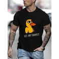 thumbnail image 1 of Camiseta para hombre con estampado divertido de pato - Camiseta informal de verano blanca con cuello redondo, tela de algodón transpirable, lavable a máquina, 1 of 6