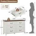 thumbnail image 4 of GIKPAL Dresser and Nightstand 3 Piece Set - Includes Double 6 Drawer Farmhouse Dresser, Nightstand Set of 2 with Charging Station, Vintage Bedroom Set, White, 4 of 11
