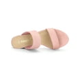 thumbnail image 4 of Women's Dual Straps Mid Chunky Heel Slide Sandals Light Pink 8.5, 4 of 8