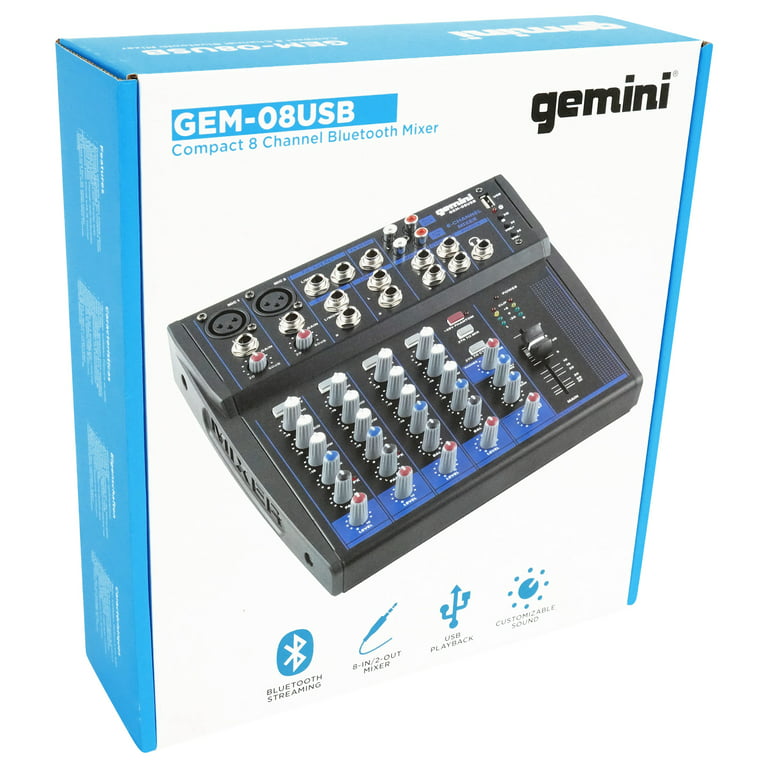 Gemini - GEM-08USB - Compact 8 Channel Bluetooth Mixer