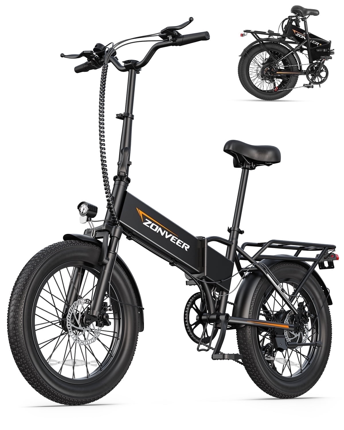 DYU Folding Electric Bike for Adults - 7-Speed 20" Fat Tire Mountain Ebike with Peak 1200W 28MPH Brushless Motor, 48V10.4Ah Removable Battery, 20X3.0 Fat Tire UL2849