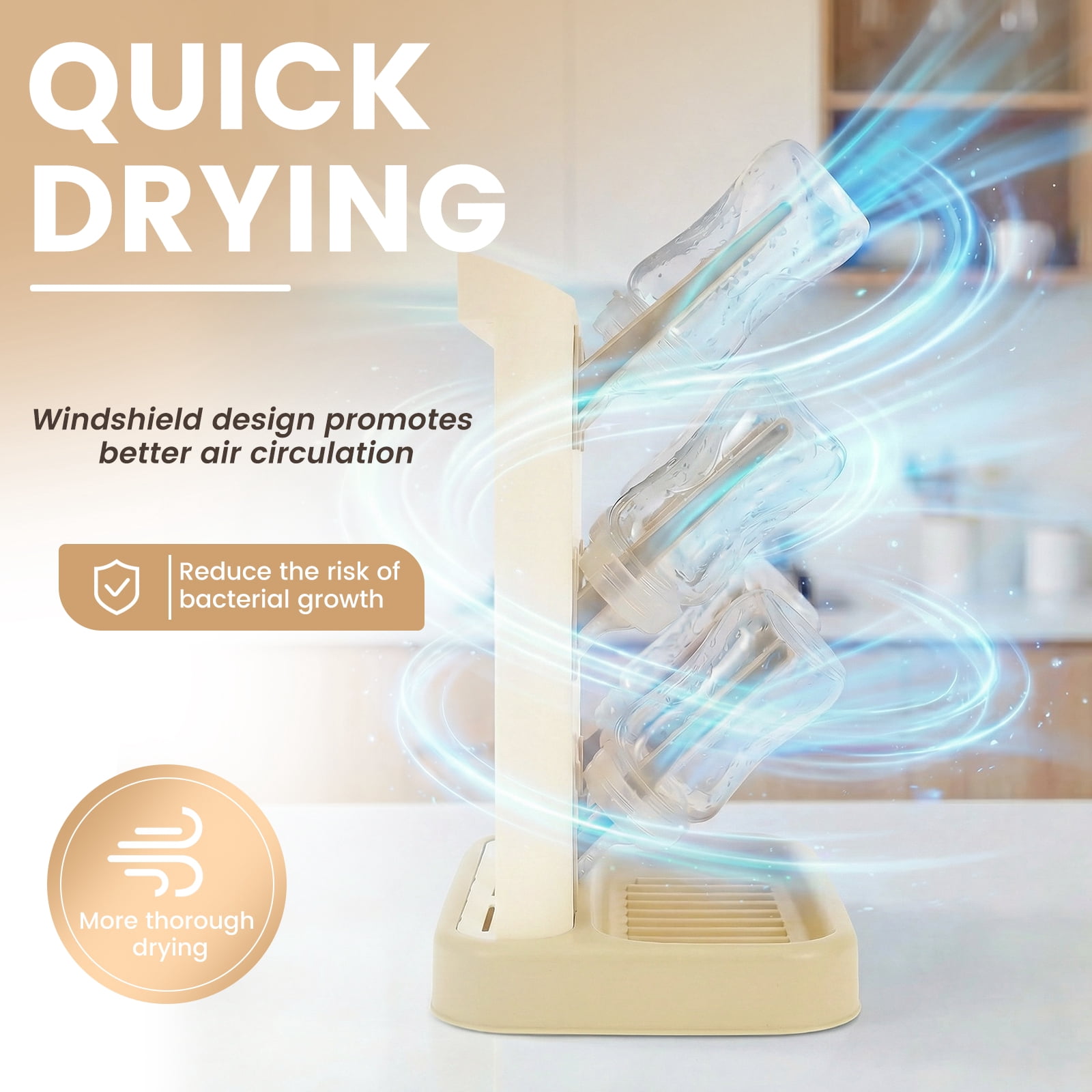 Bottle Drying Rack with 20 Hooks Space Saving Kitchen Bottles Rack Dryer Vertical Bottle Holder Organizer for Countertop Storage Accessories