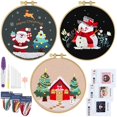 thumbnail image 1 of Kit de bordado ERKOON, 3 juegos de punto de cruz navideño de 20 cm, 1 of 7