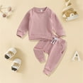 thumbnail image 2 of LUOGENLI Baby Boy Pants Set8-24 Months Baby Girls Boys Autumn Solid Cotton Long Sleeve Long Pants Set Outfits Clothes Baby Boy Pants 9-12 Months Cotton Baby Boy Pants 3-6 Months Set 12-18 Months, 2 of 3