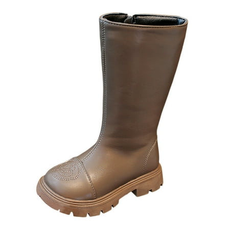

Youmylove Children Boots Girls High Boots Autumn Winter Zipper Princess Single Boots Warm Child Leisure Footwear First Walkers