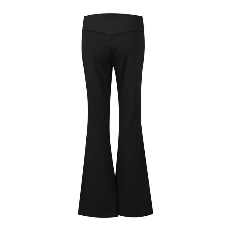 HIMIWAY Crz Yoga Yoga Pants Women's Fashion Solid Color Cross Waist Navel  Pocket Peach Hip Pants Leg Slit High Waist Fitness Sports Yoga Pants Black  L 