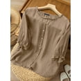 thumbnail image 3 of ZANZEA Women 3/4 Sleeved Tops Casual Loose Blouse Solid Color Shirts, 3 of 5