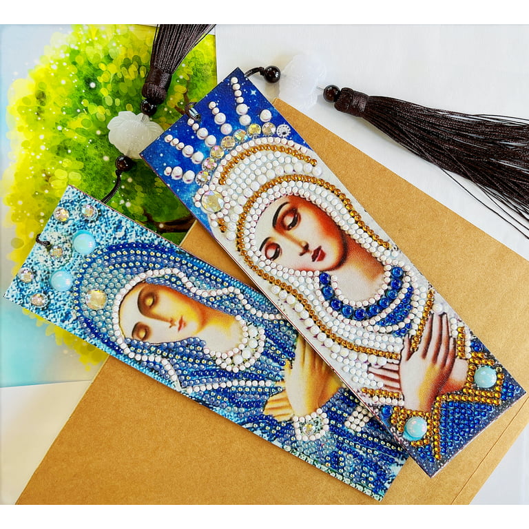 2 Pieces 5D Diamond Painting Bookmarks Kits, Virgin Mary Madonna
