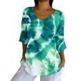 thumbnail image 5 of Endives Women's 3/4 Length Sleeve Womens Tops 2025 Vintage Fashion Casual Loose with Round Neck Shirts Blouse, 5 of 6