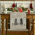 thumbnail image 4 of Christmas Table Runner - Beige and brown winter scene with pine trees, snowflakes and stars Festive Christmas table decorations, 4 of 7