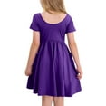 thumbnail image 4 of TQWQT Girls Dresses Size 10-12 Short Sleeve A Line Sundress Summer Cute Purple Dress Size 10-12 Kids Crew Neck Skater Dress Trendy Basic Tween Girls T-Shirt Dress with Pockets Purple 90, 4 of 8