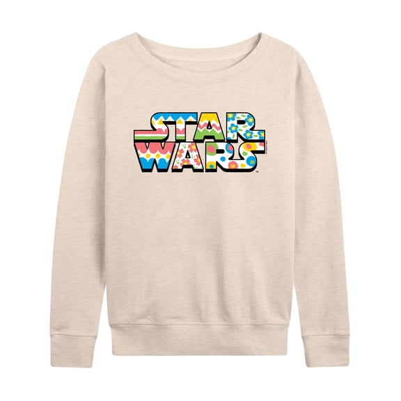 Star Wars - Star Wars Spring Women's Lightweight French Terry Wide Neck Long Sleeve Graphic Shirt
