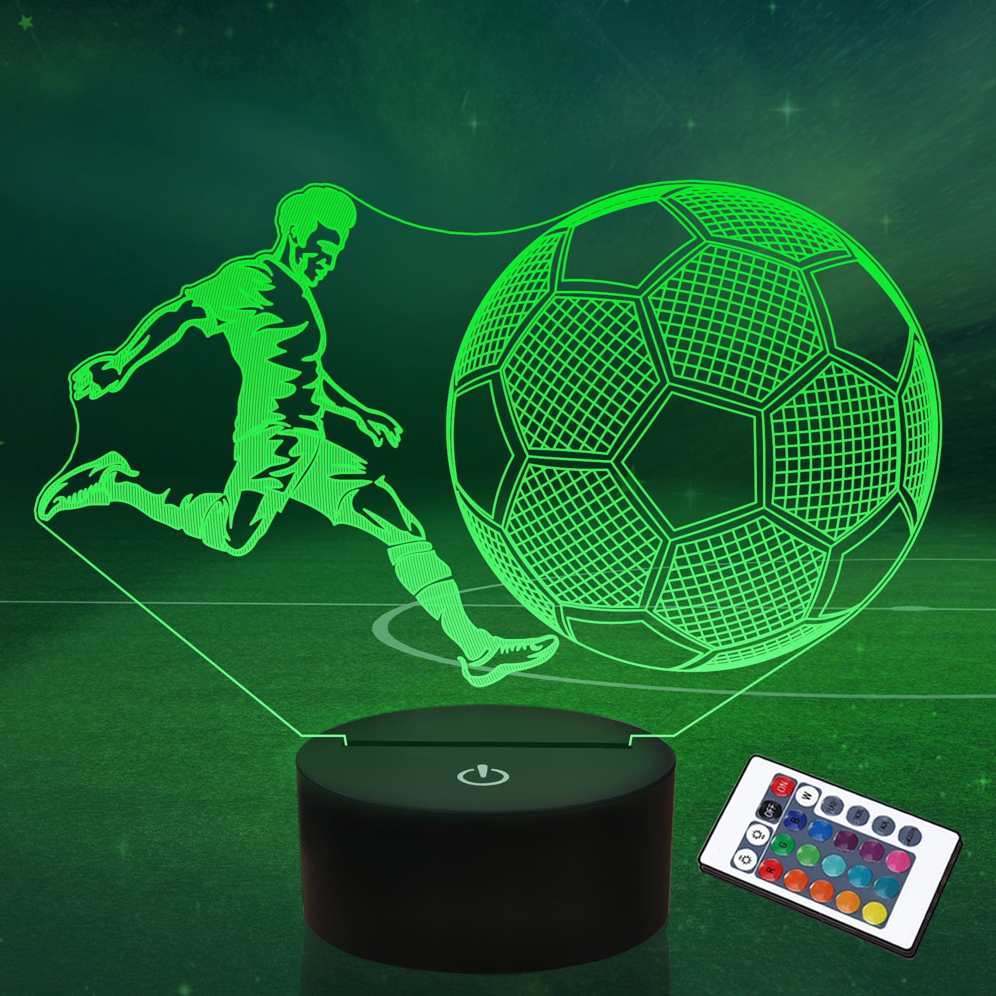 Lightzz Soccer Gifts for Kids, Soccer 3D Illusion Lamp Football Night Light with Remote + Touch