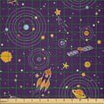 thumbnail image 2 of Ambesonne Space Fabric by the Yard Microfiber, Galaxy Elements Cartoon Style, 10 Yards, Dark Purple Multicolor, 2 of 2