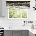 thumbnail image 4 of Black Gold Valance Curtains for Living Room, Marble Pattern Semi Sheer Kitchen Valances for Windows, Rod Pocket Short Window Treatment Decor, 52x18, 4 of 6