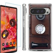 For Google Pixel 9 / 9 Pro Phone Case Cover, Shockproof Bumper Case with Tempered Glass Screen Protector, by OneToughShield - Vintage Payphone