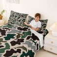 thumbnail image 3 of Feelyou Green Camo Ocean Animal Bed Sheets for Men Women, Shark Dolphin Seal King Sheets, Green Grey, 4 Pieces, 3 of 5