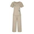 thumbnail image 4 of MEICHEN Pajamas for Women Set Ladies Short Sleeves Printed Blouse Seventh Pants Two Piece Suit Summer Essentials Fashion Sleepwear, 4 of 5
