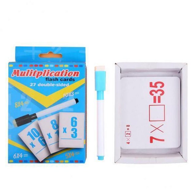 DOLITY 5x27 Pcs Cartes Flash Éducatives Double Face avec Stylo Effaçable Multiplication