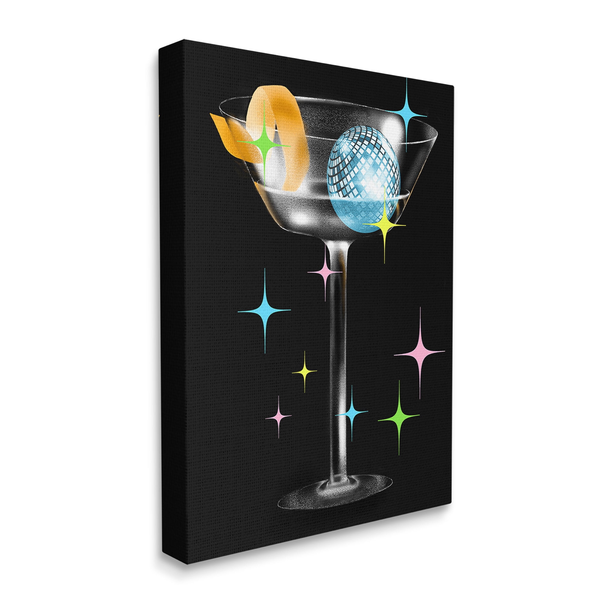 Stupell Industries Vintage Disco Drink Food & Beverage Painting Gallery Wrapped Canvas Art Print Wall Art, 24 x 30