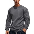 thumbnail image 2 of UVEASISHA Long Sleeve T-Shirts for Men Solid Color Patchwork Crewneck Sweatshirts Relaxed Fit Lightweight Pullover Tops Fall Casual Workout Shirt Gray L, 2 of 9