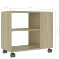 thumbnail image 6 of IM Lashes End Side Table with Rolling Wheels, Bedside Table with Open Shelf Oak 27.6"x13.8"x21.7" Chipboard, 6 of 6