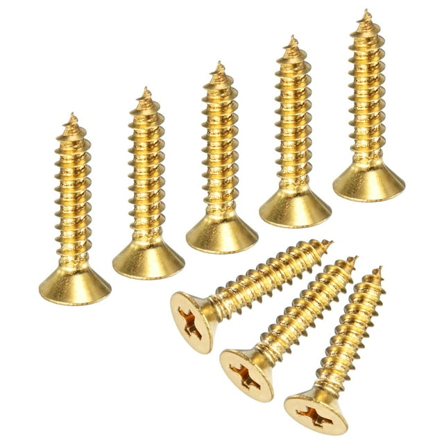 Uxcell Paquete de 100 Tornillos de Madera, M4 x 20mm Cabeza Plana Phillips de Latón