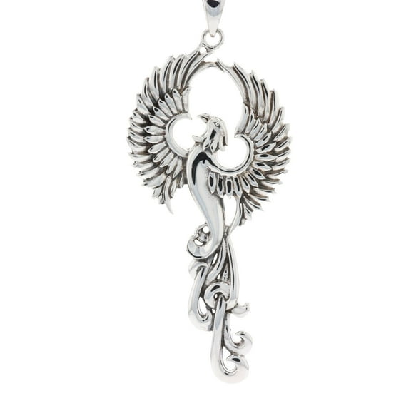 Jewelry Trends Rising Phoenix Fire Bird Sterling Silver Pendant Necklace 18"