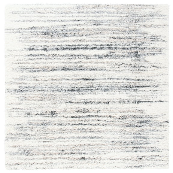 SAFAVIEH Fontana Danny Abstract Shag Area Rug, Ivory/Grey, 8' x 8' Square