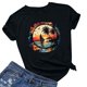 thumbnail image 2 of Pantalones Cortos para las Mujeres Sexy Impreso Camiseta de Manga Corta, de Moda Cuello Redondo Suéter Superior, 2 of 4
