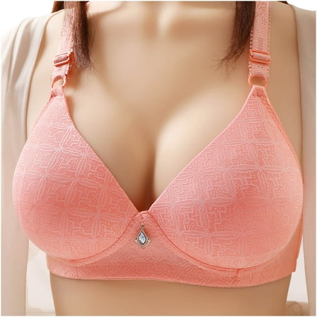 Yyeselk Womens Push Up Bras Full Coverage Soft Thin Cup Bra No Underwire Comfort Daily Adjustable Straps Bra Breathable Wireless Daily Bra Pink XL