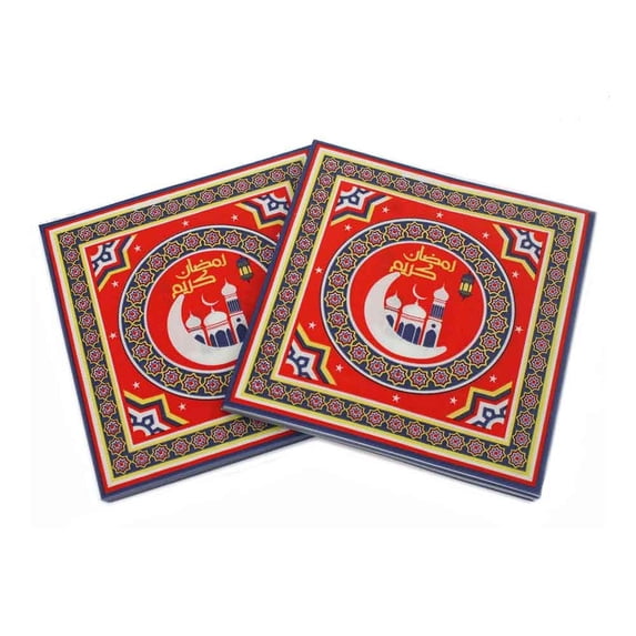 Flower Party Table Decor Disposable Party Tableware EID Mubarak Decor Paper Napkins Serviettes Lunch Paper Napkins For Decoupage 3
