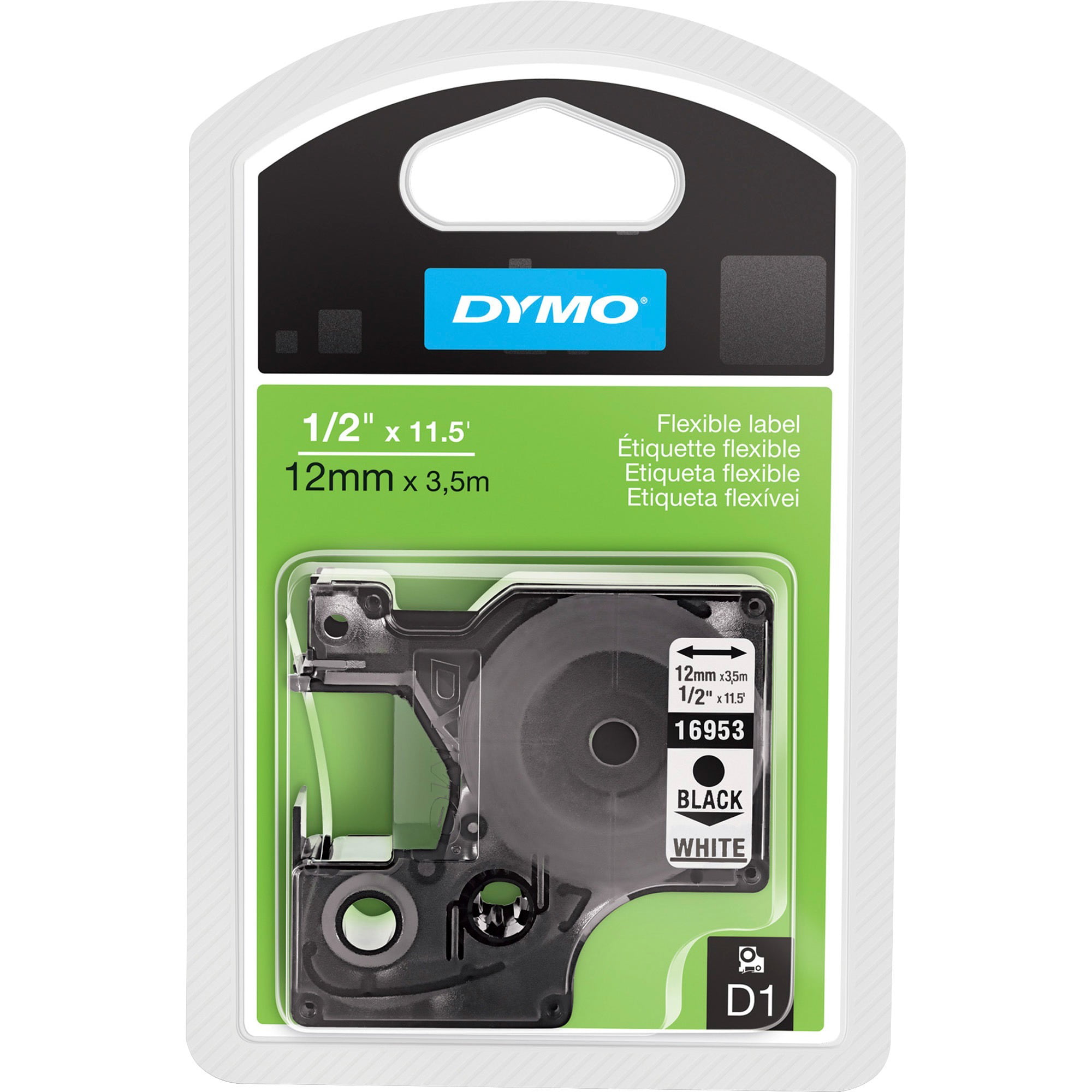 Details about   1-10PK Black on White Flexible Cable Nylon Labels Compatible DYMO 1868806 12mm 