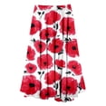 thumbnail image 3 of Skirts for Women Skirt Womens Summer Printed Wrap Skirt with Elastic Waist A Line Boho Beach Flowy Long Skirt for Casual Comfort Red M, 3 of 3