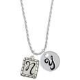 thumbnail image 1 of Delight Jewelry Silvertone Pebble Border Initial - N Silvertone Script Initial Disc - Y - Charm Necklace, 20"+3", 1 of 4