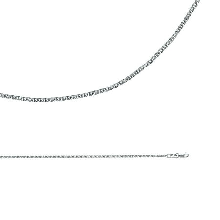 - Solid 14k White Gold Necklace Wheat Chain Flat Open Link Polished Cable Fancy Thin, 1.5 mm - 16,18,20,22,24 inch