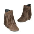 thumbnail image 6 of Fesfesfes Ankle Boots for Women Mid Heel Pointed Toe Slip-on Shoes Warm Boots Soild Tassel Retro Shoes Cowgirl 9(42), 6 of 7