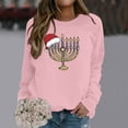 thumbnail image 2 of IWRICH Hanukkah Sweatshirt for Women Funny Chanukah Jewish Christmas Pullover Tops B-Pink M, 2 of 6